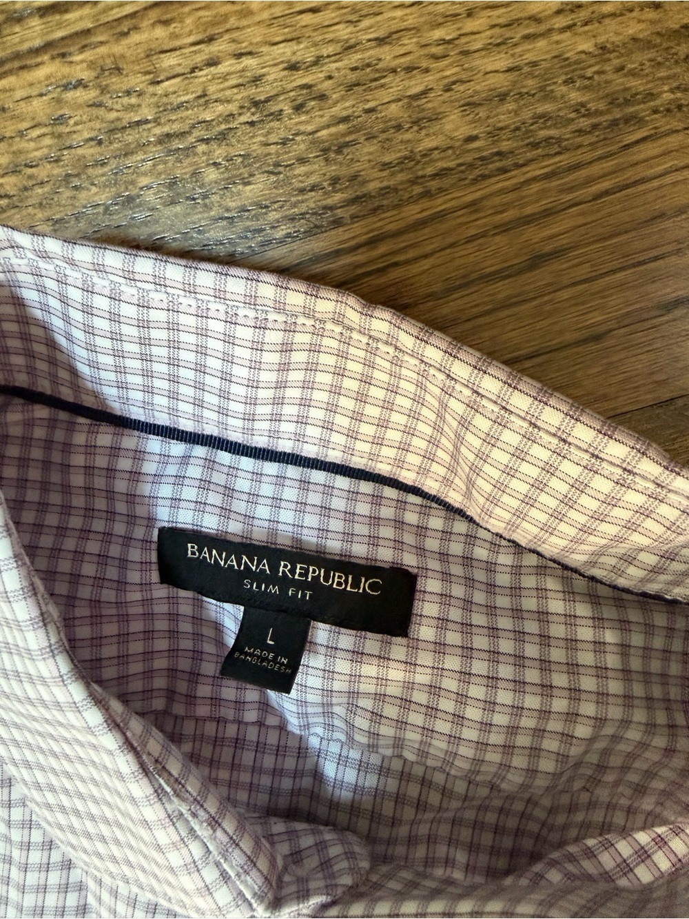 Banana Republic Slim Fit Dress Shirt Large Pink Lavender Check